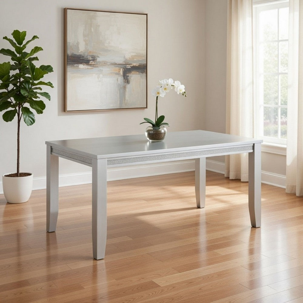 Benjara Liam 64 Inch Dining Table, Spacious Rectangular Top, Gray Wood Frame