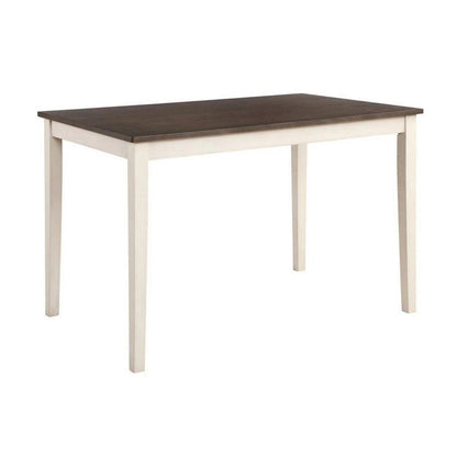 Benjara 5 Piece Dining Table Set with 4 Chairs, Wood Frame, White And Grayish Brown