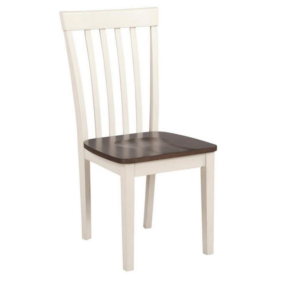 Benjara 5 Piece Dining Table Set with 4 Chairs, Wood Frame, White And Grayish Brown