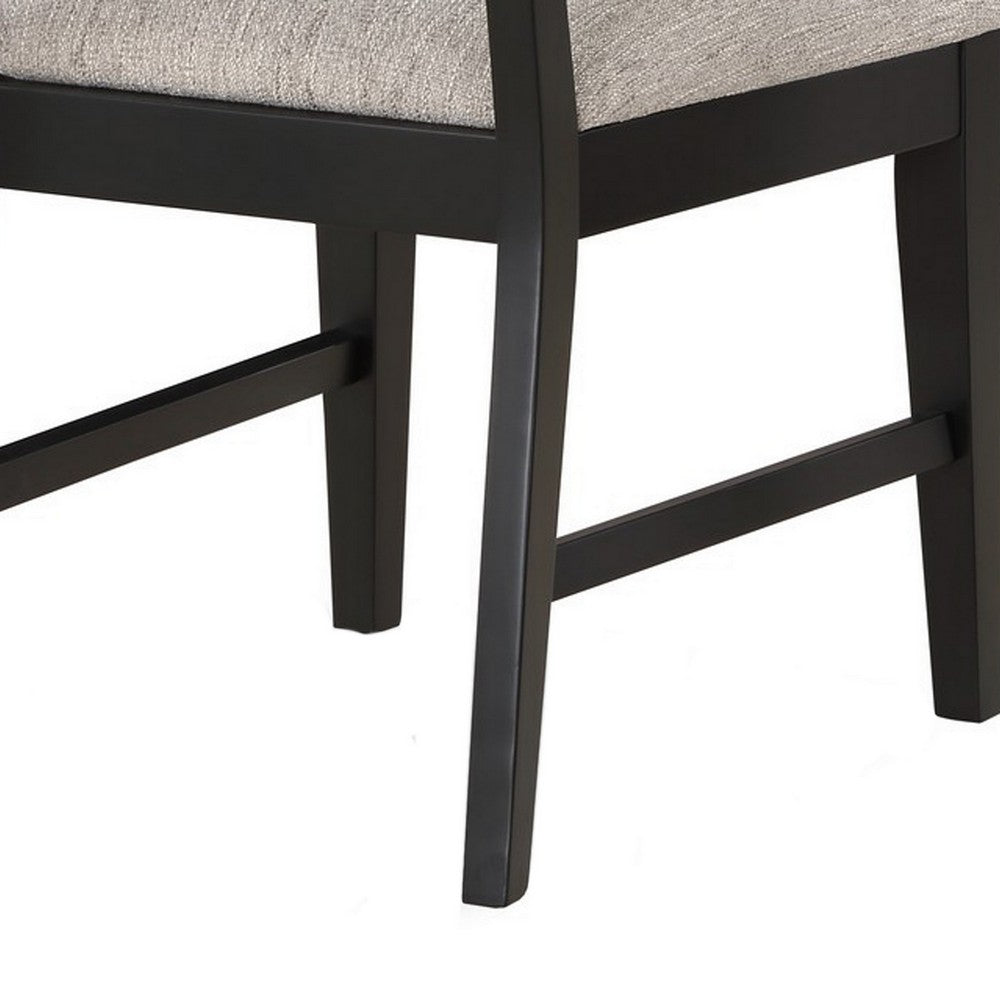 Benjara Avenue 34 Inch Side Chair Set of 2, Fabric Upholstery, Wood, Black, Beige