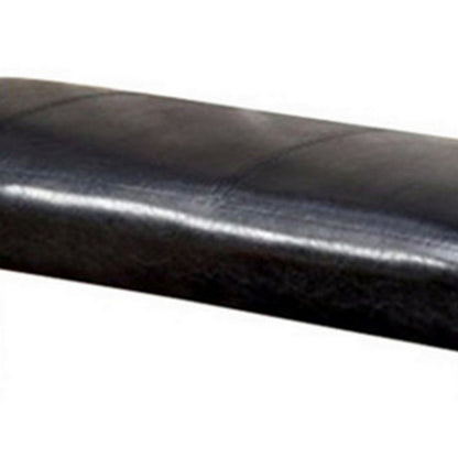 Benjara Oliver 46 Inch Bench, Leather Upholstery, Wood Frame, Soft Cushion, Black