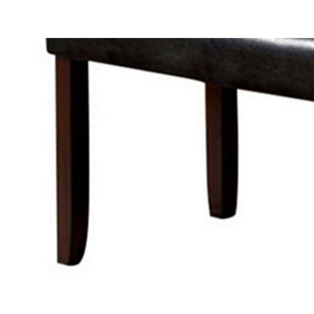Benjara Oliver 46 Inch Bench, Leather Upholstery, Wood Frame, Soft Cushion, Black