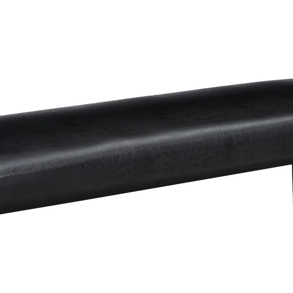 Benjara Tristan 46 Inch Bench, Faux Leather, Wood Frame, Soft Cushion, Black