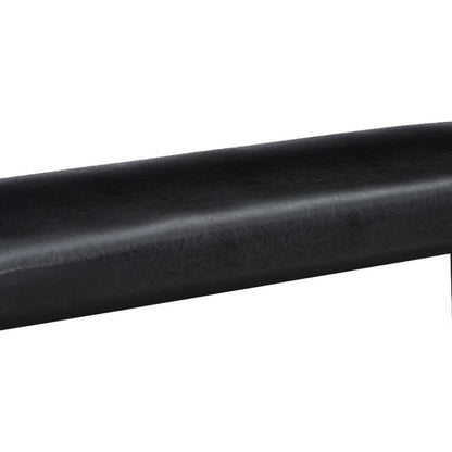 Benjara Tristan 46 Inch Bench, Faux Leather, Wood Frame, Soft Cushion, Black