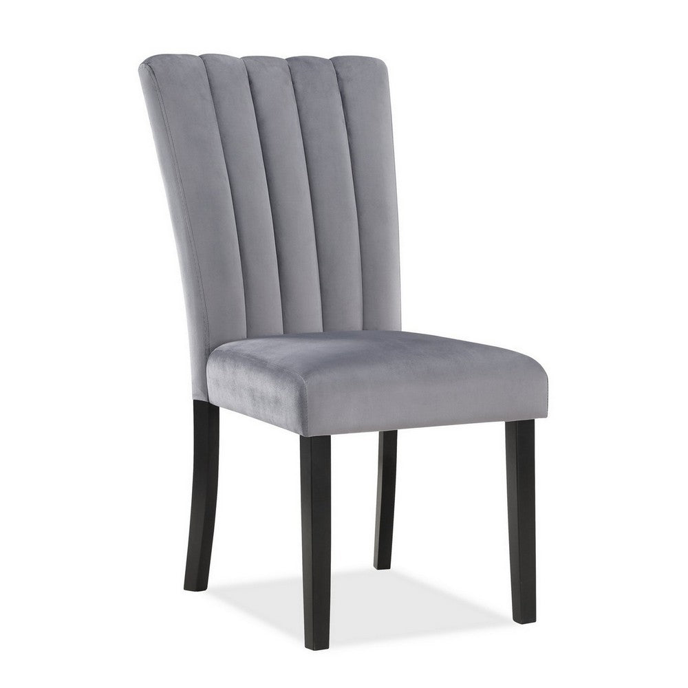 Benjara Marcus 20 Side Chair Set of 2, Fabric Upholstery, Cushioned, Black, Gray