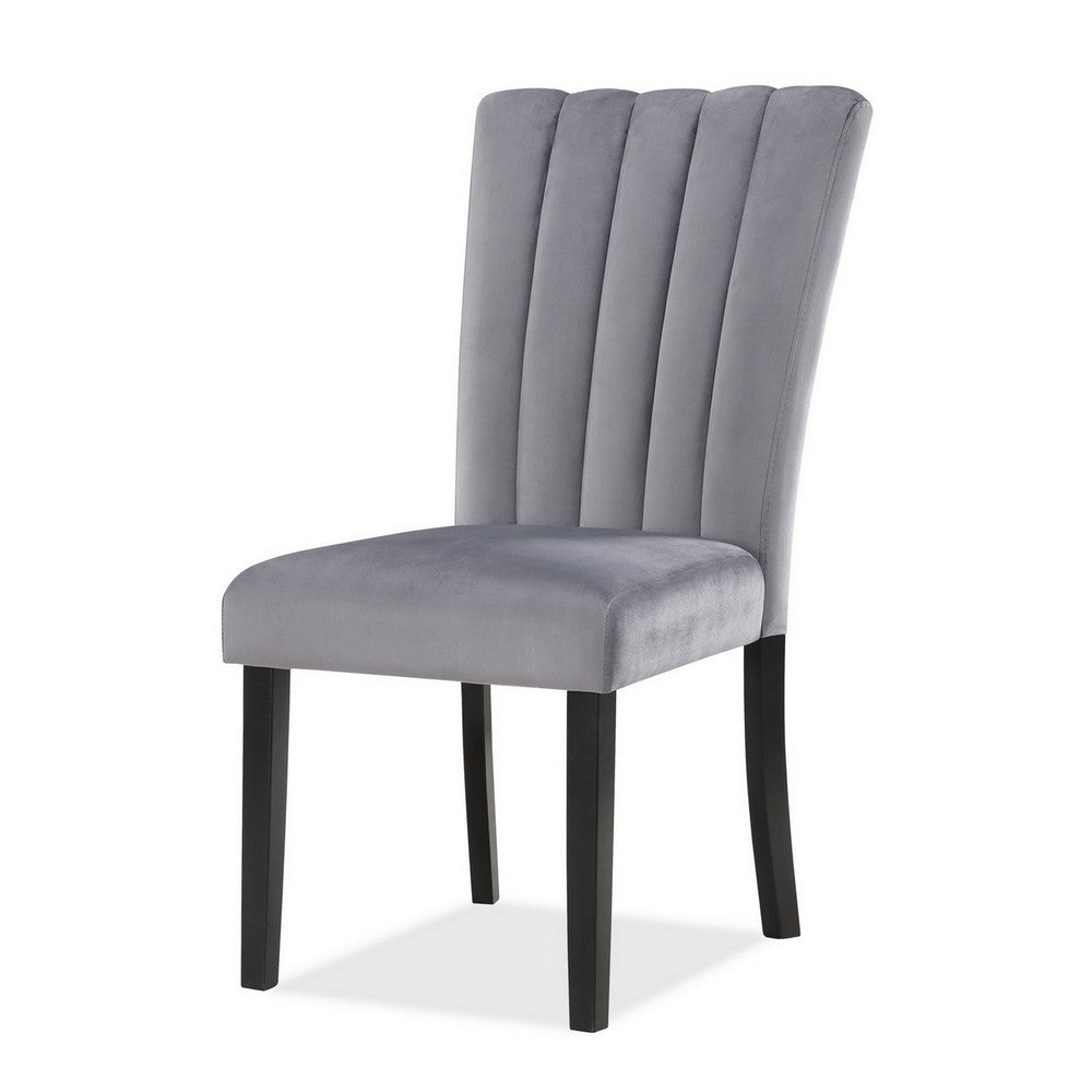 Benjara Marcus 20 Side Chair Set of 2, Fabric Upholstery, Cushioned, Black, Gray