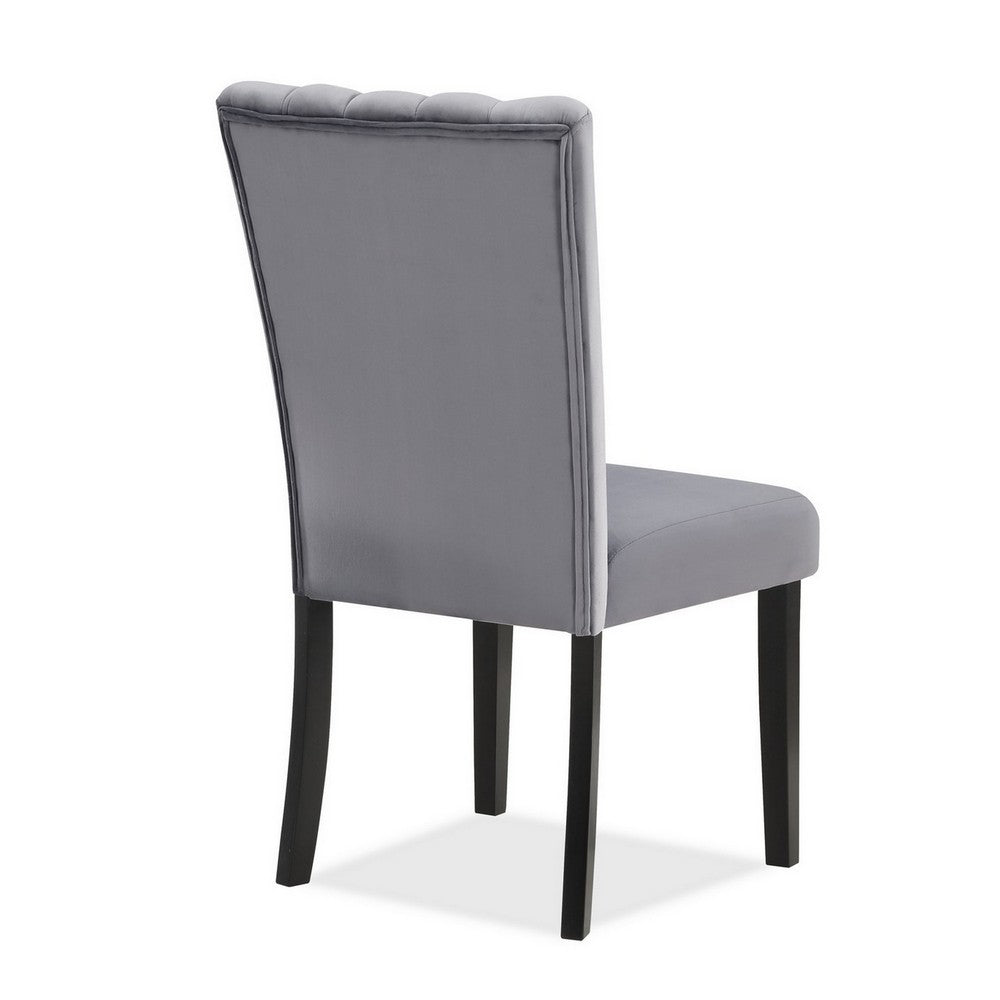Benjara Marcus 20 Side Chair Set of 2, Fabric Upholstery, Cushioned, Black, Gray