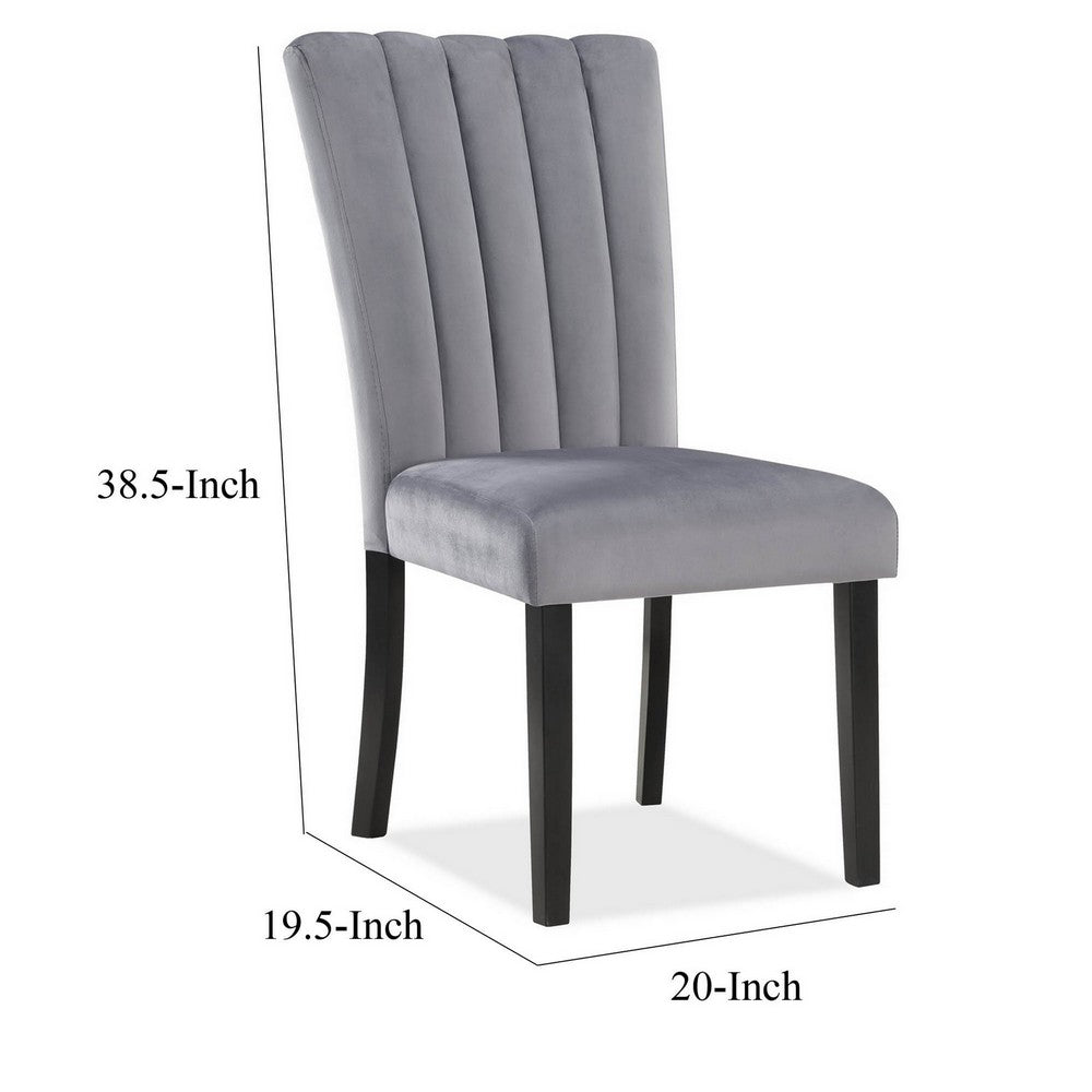 Benjara Marcus 20 Side Chair Set of 2, Fabric Upholstery, Cushioned, Black, Gray