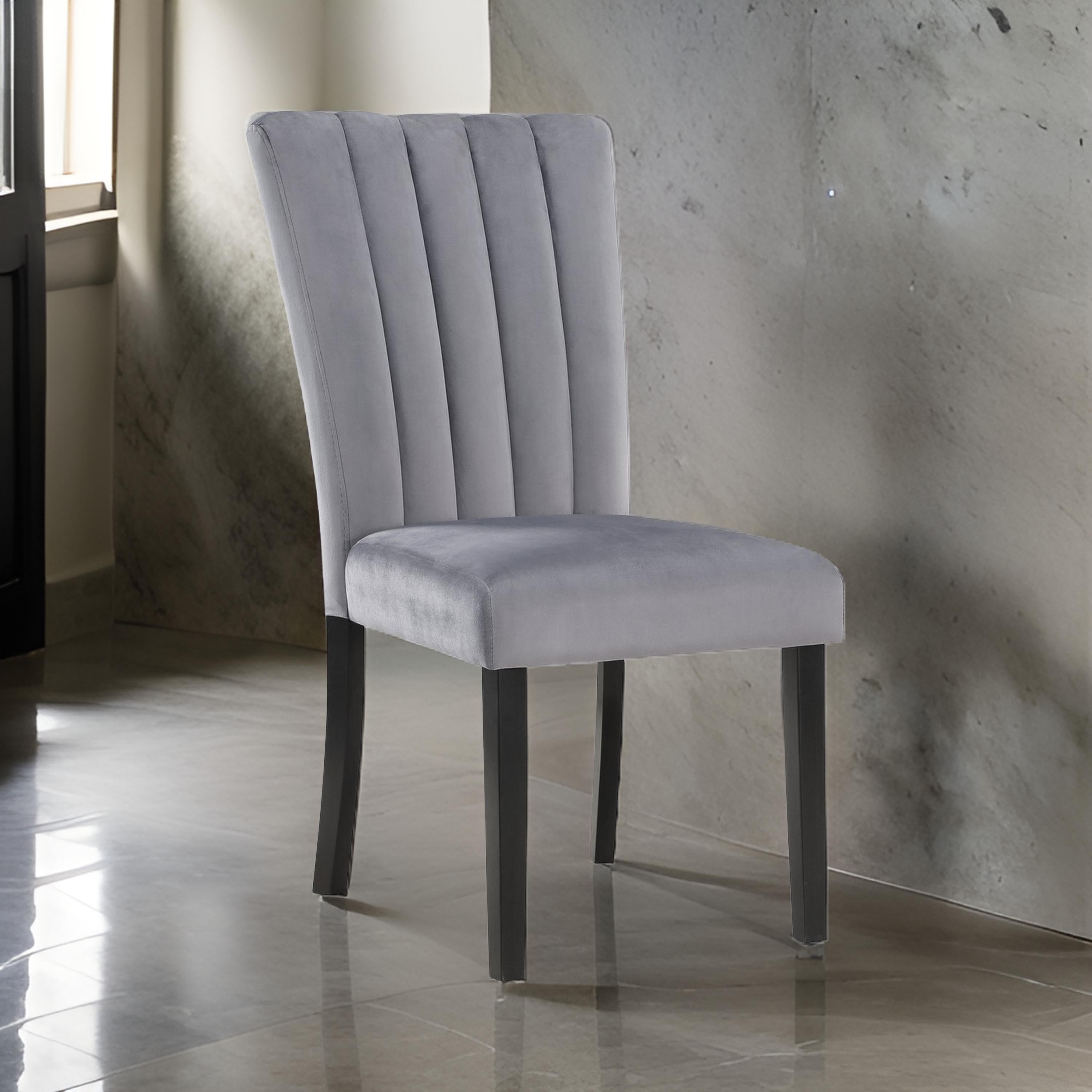 Benjara Marcus 20 Side Chair Set of 2, Fabric Upholstery, Cushioned, Black, Gray