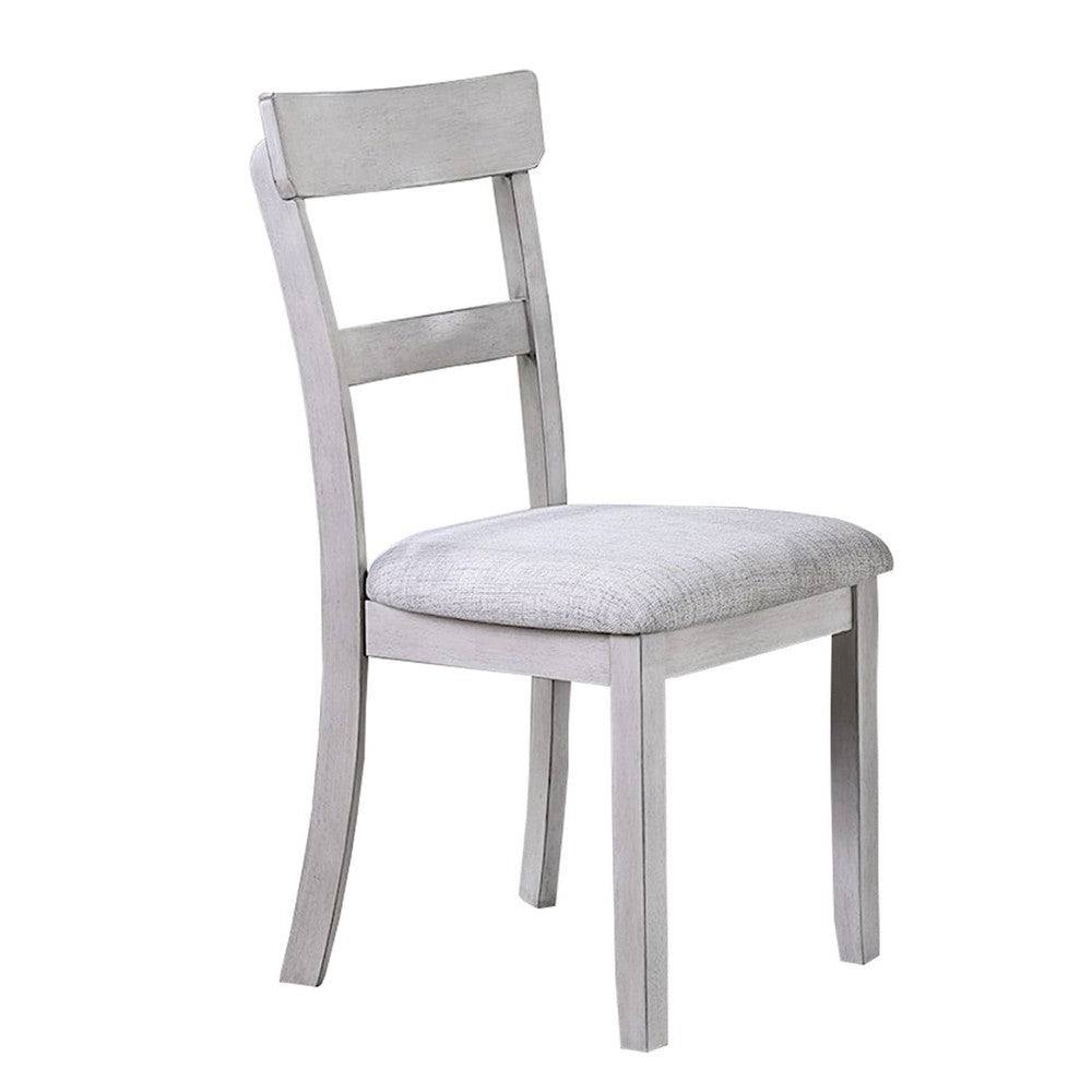 Benjara Charlotte 5 Piece Dining Table And Chairs Set, Wood, Farmhouse, White
