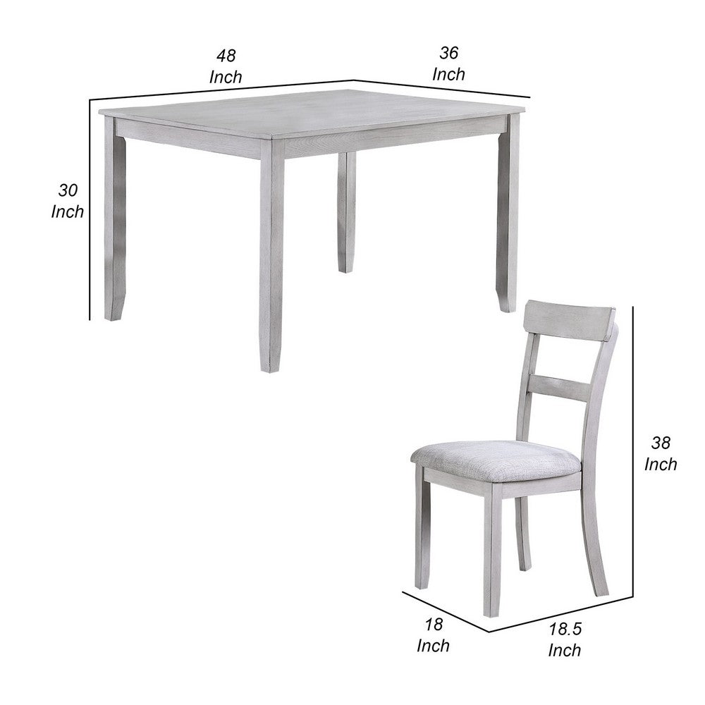 Benjara Charlotte 5 Piece Dining Table And Chairs Set, Wood, Farmhouse, White