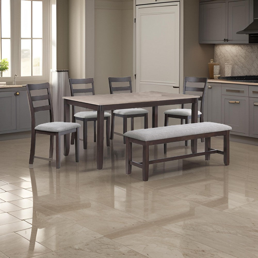 Benjara Cameron 5 Piece Dining Table And Chairs Set, Transitional Brown Wood