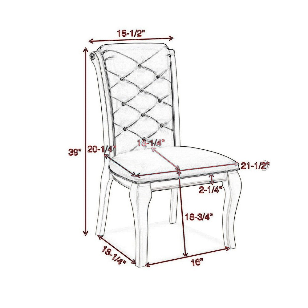 Benjara Harrison 20 Inch Side Chair Set of 2, Classic Tufted Faux Leather, Gray