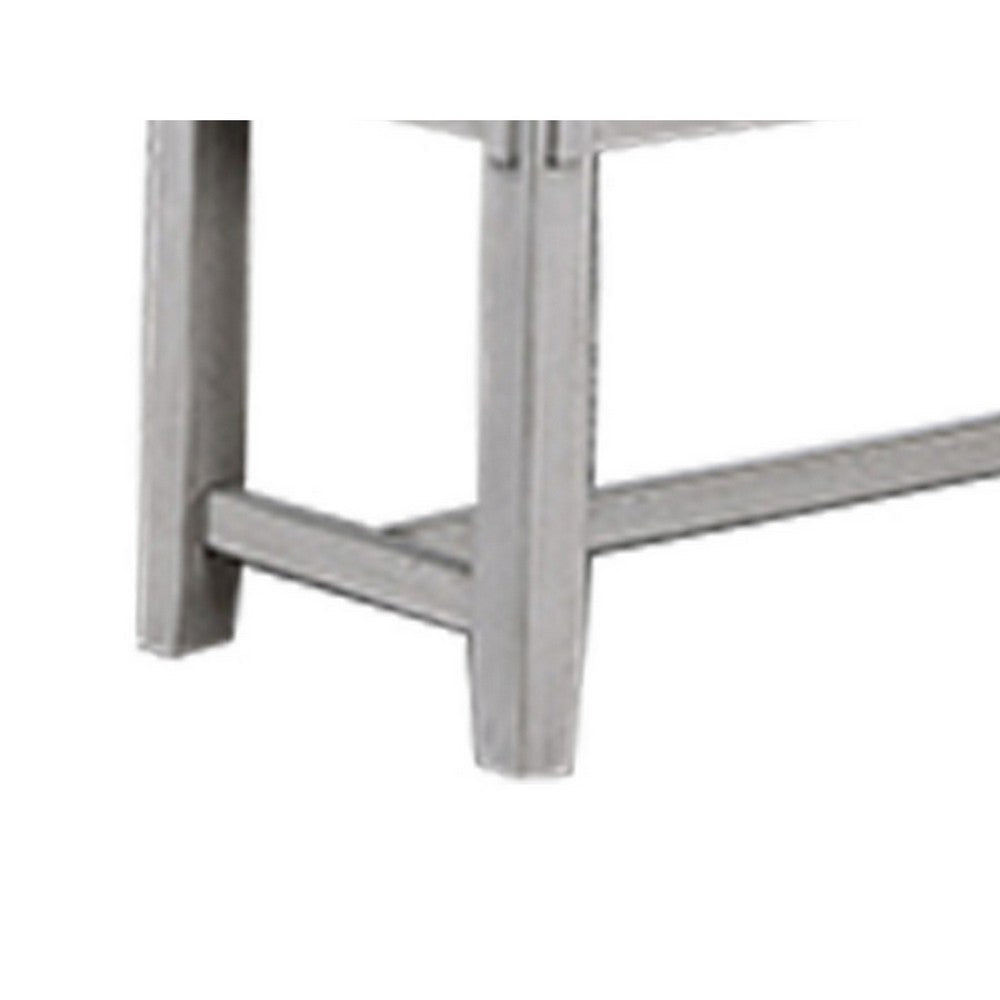 Benjara Peter 50 Inch Dining Bench, Fabric Upholstery, Cushioned, Driftwood Gray