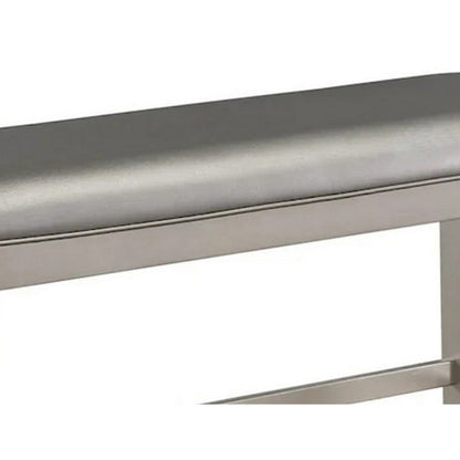 Benjara Scott 48 Inch Counter Height Bench, Wood Frame, Fabric Upholstery, Gray