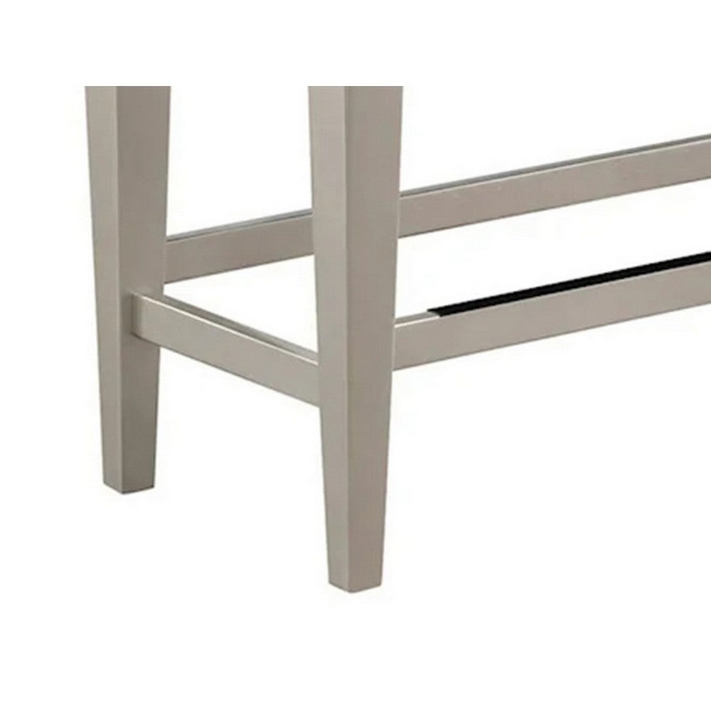 Benjara Scott 48 Inch Counter Height Bench, Wood Frame, Fabric Upholstery, Gray