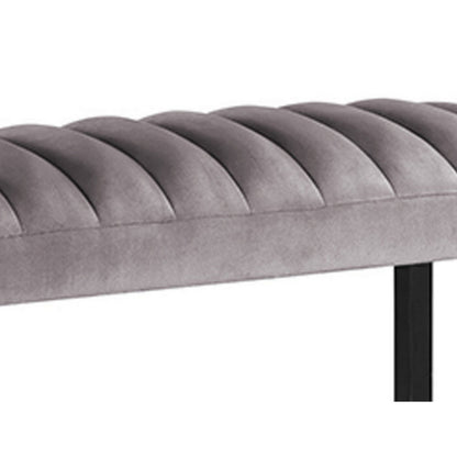 Benjara Marcus 38 Inch Counter Height Bench, Wood Frame, Fabric Upholstery, Gray