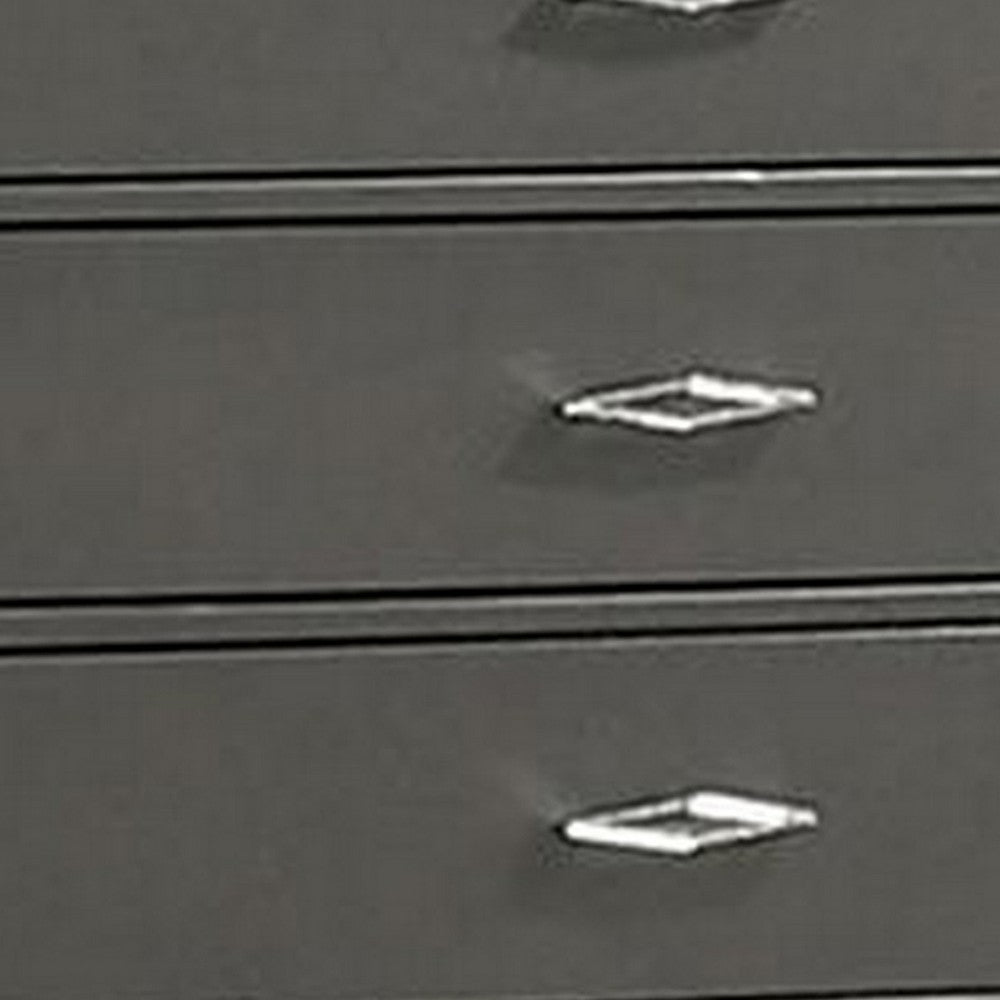 Benjara Aliso 47 Inch Tall Dresser Chest, 5 Drawers, Solid Wood, Dark Gray Finish