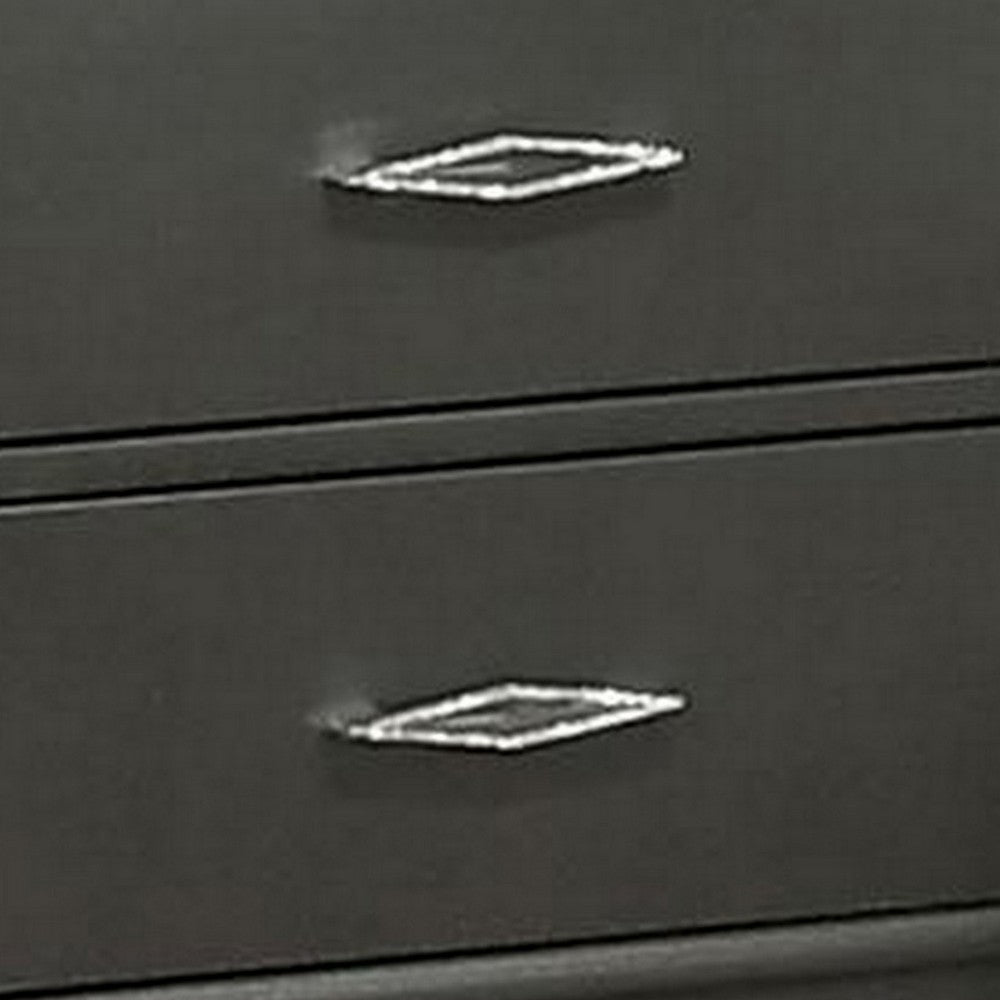 Benjara Aliso 23 Inch Nightstand, 2 Drawers, Bracket Feet, Solid Wood, Dark Gray