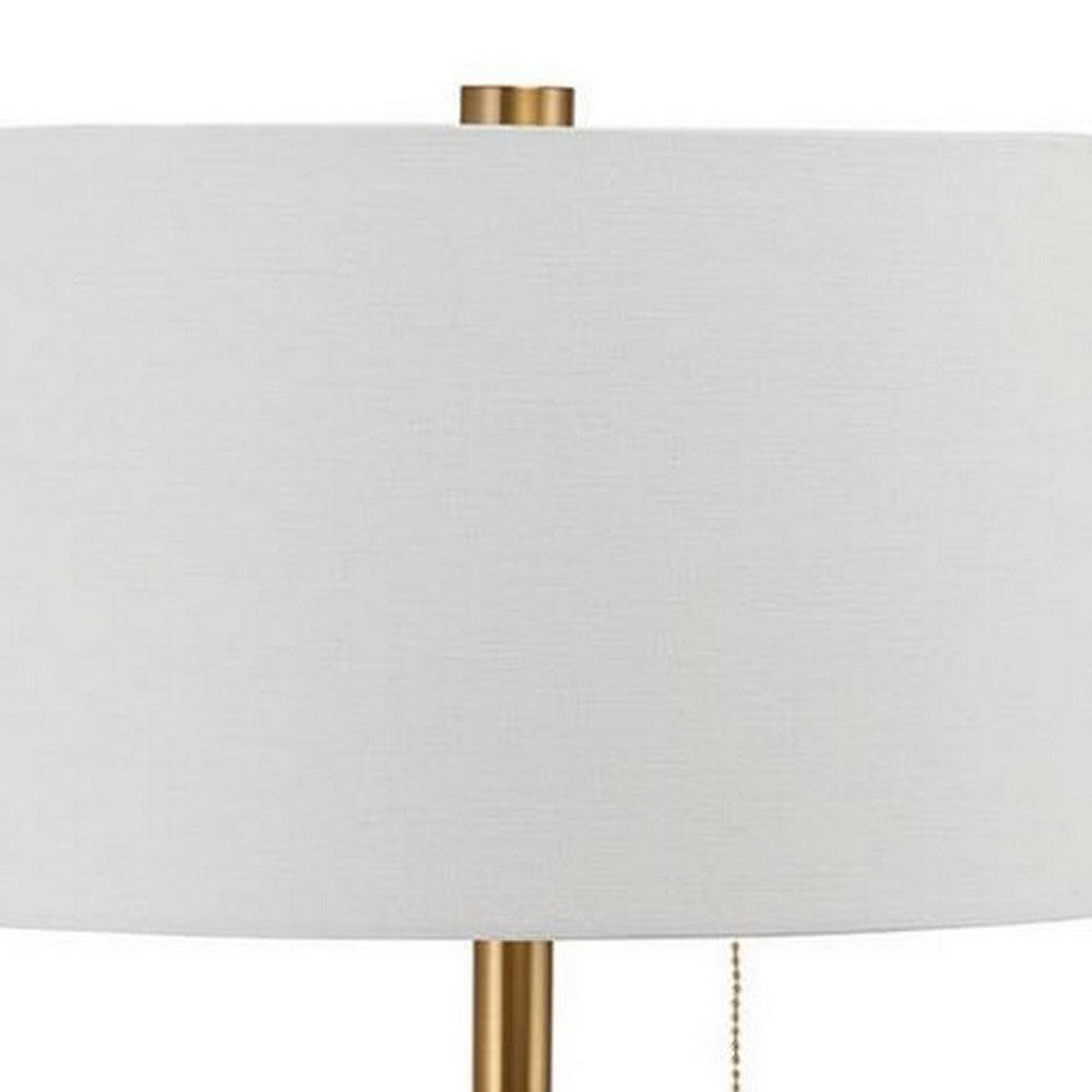 Benjara 32-37 Inch Table Lamp, Adjustable Height, Modern Tripod Legs, Metal, Gold