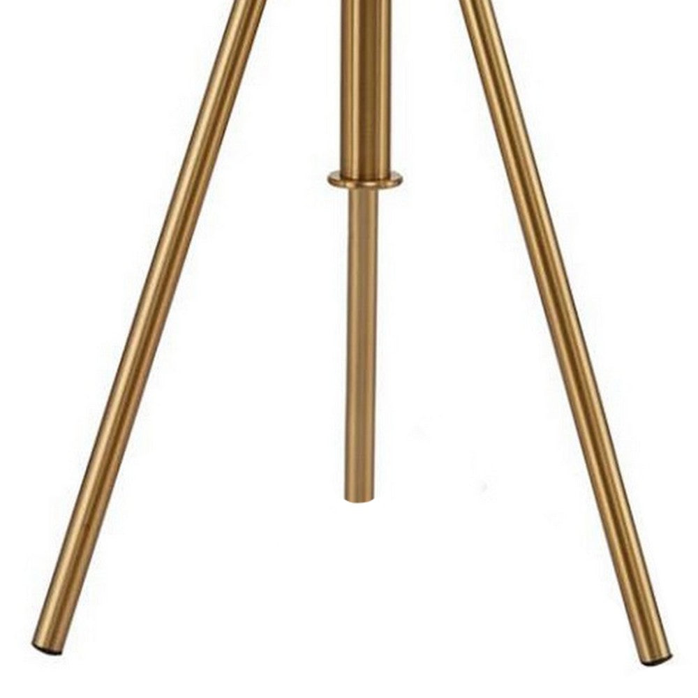Benjara 32-37 Inch Table Lamp, Adjustable Height, Modern Tripod Legs, Metal, Gold