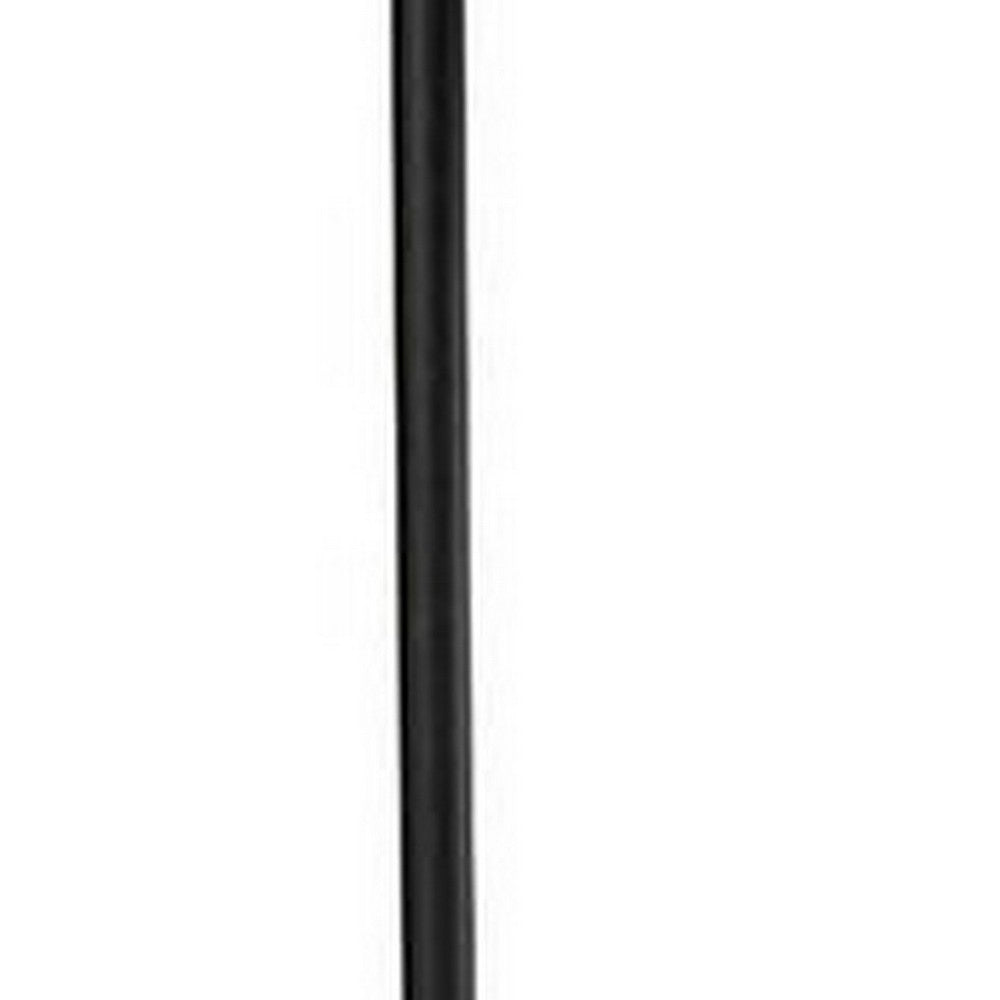 Benjara 24 Inch Table Lamp, Angled Stem, Round Base, Metal, Black, Antique Gold