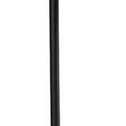Benjara 24 Inch Table Lamp, Angled Stem, Round Base, Metal, Black, Antique Gold