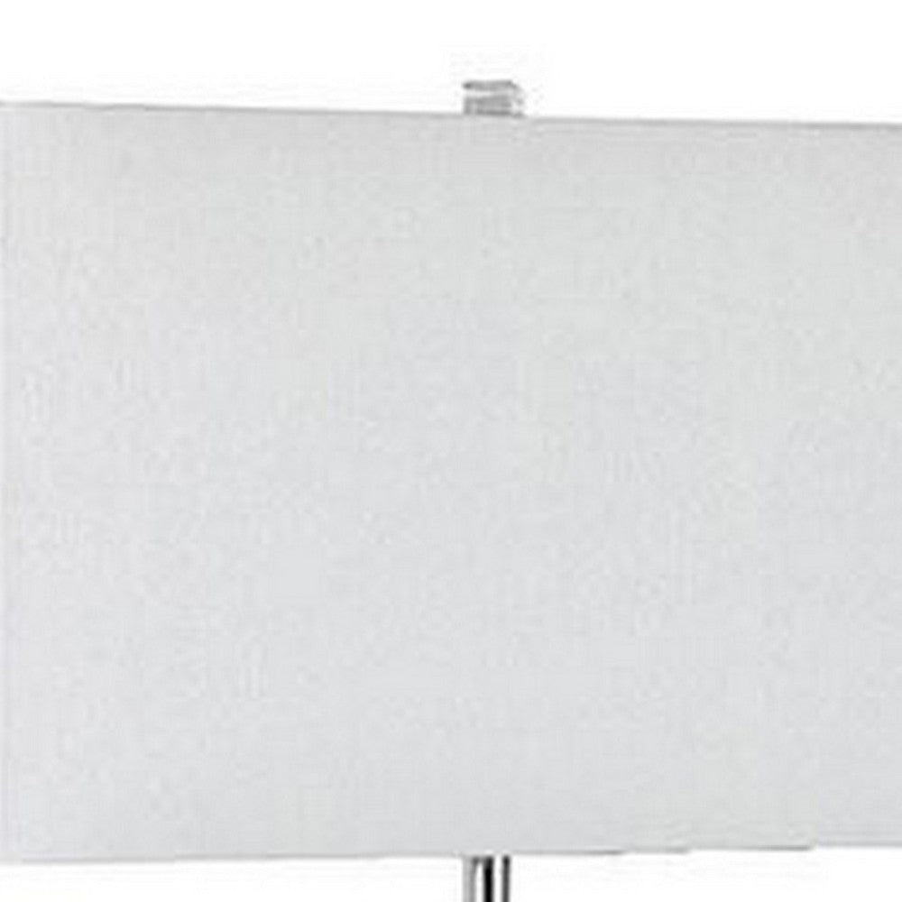 Benjara 30 Inch Table Lamp, Acrylic Crystal, Rectangular Shade, Curved, Silver