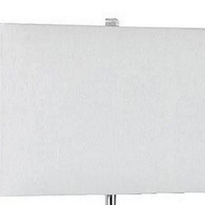 Benjara 30 Inch Table Lamp, Acrylic Crystal, Rectangular Shade, Curved, Silver