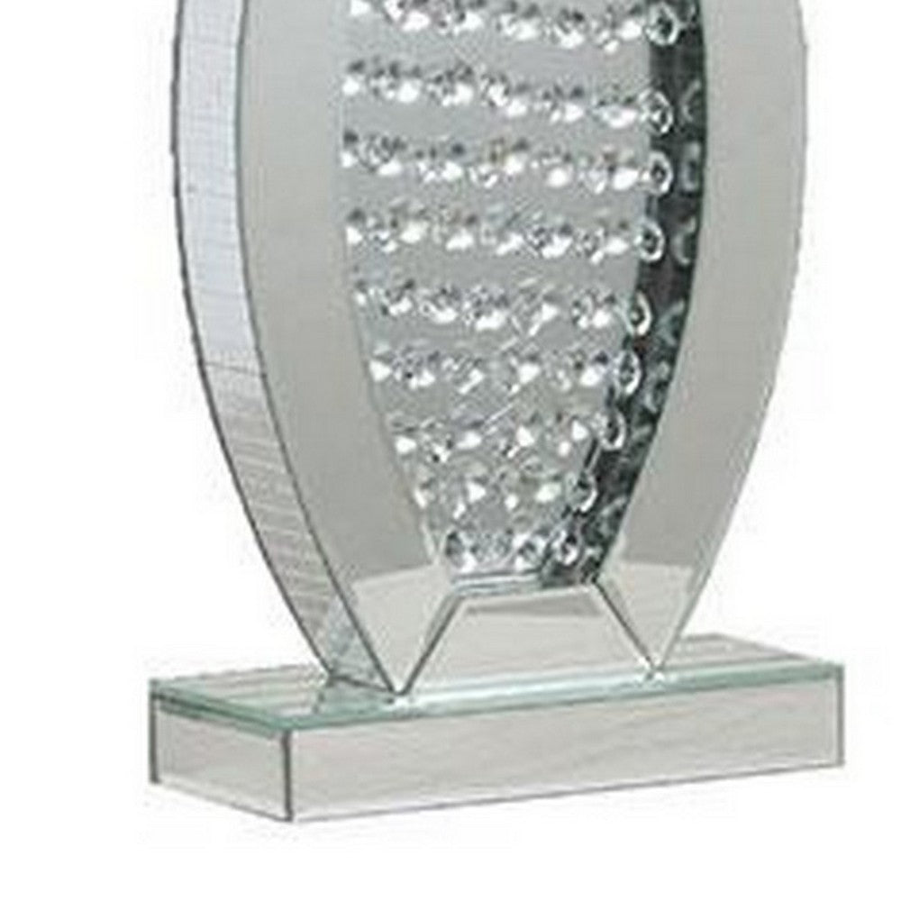Benjara 30 Inch Table Lamp, Acrylic Crystal, Rectangular Shade, Curved, Silver