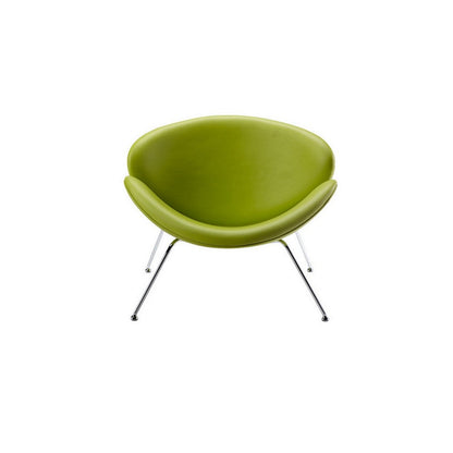 Benjara 34 Inch Accent Chair, Semicircle Round Shape, Faux Leather, Lime Green