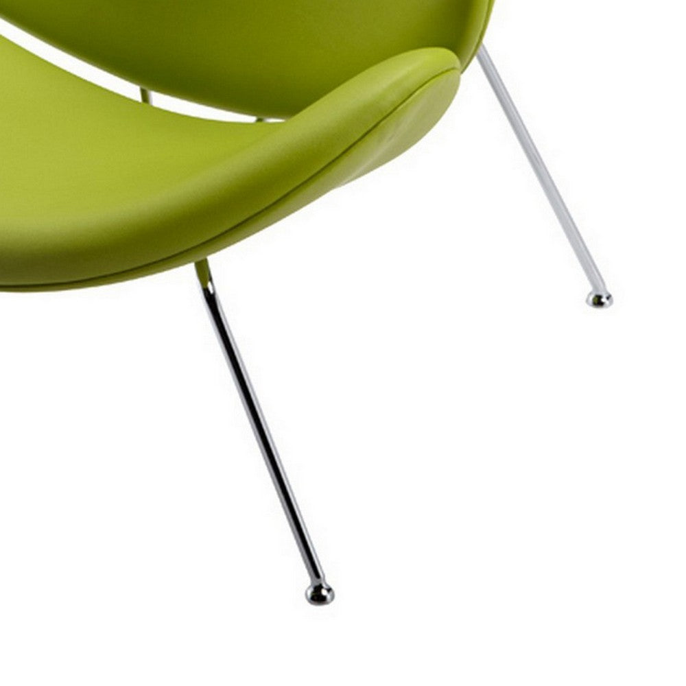 Benjara 34 Inch Accent Chair, Semicircle Round Shape, Faux Leather, Lime Green