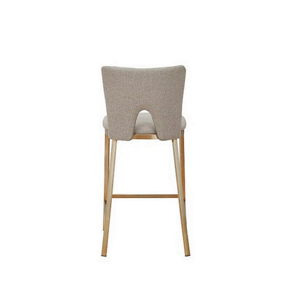Benjara 27 Inch Counter Stool Chair Set of 2, Beige Velvet Upholstery And Brass
