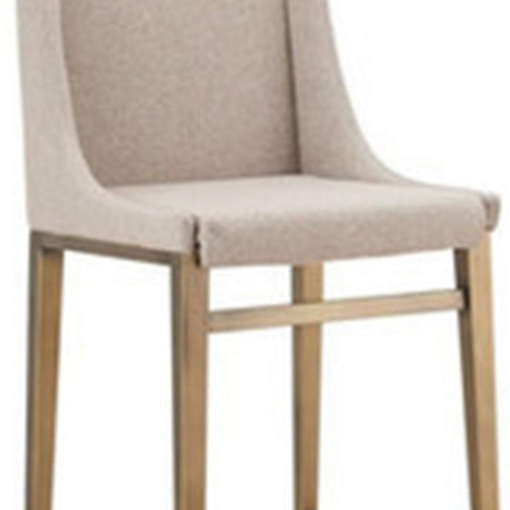 Benjara Cid Kinn 27 Inch Counter Stool Chair Set of 2, Beige Velvet Upholstery