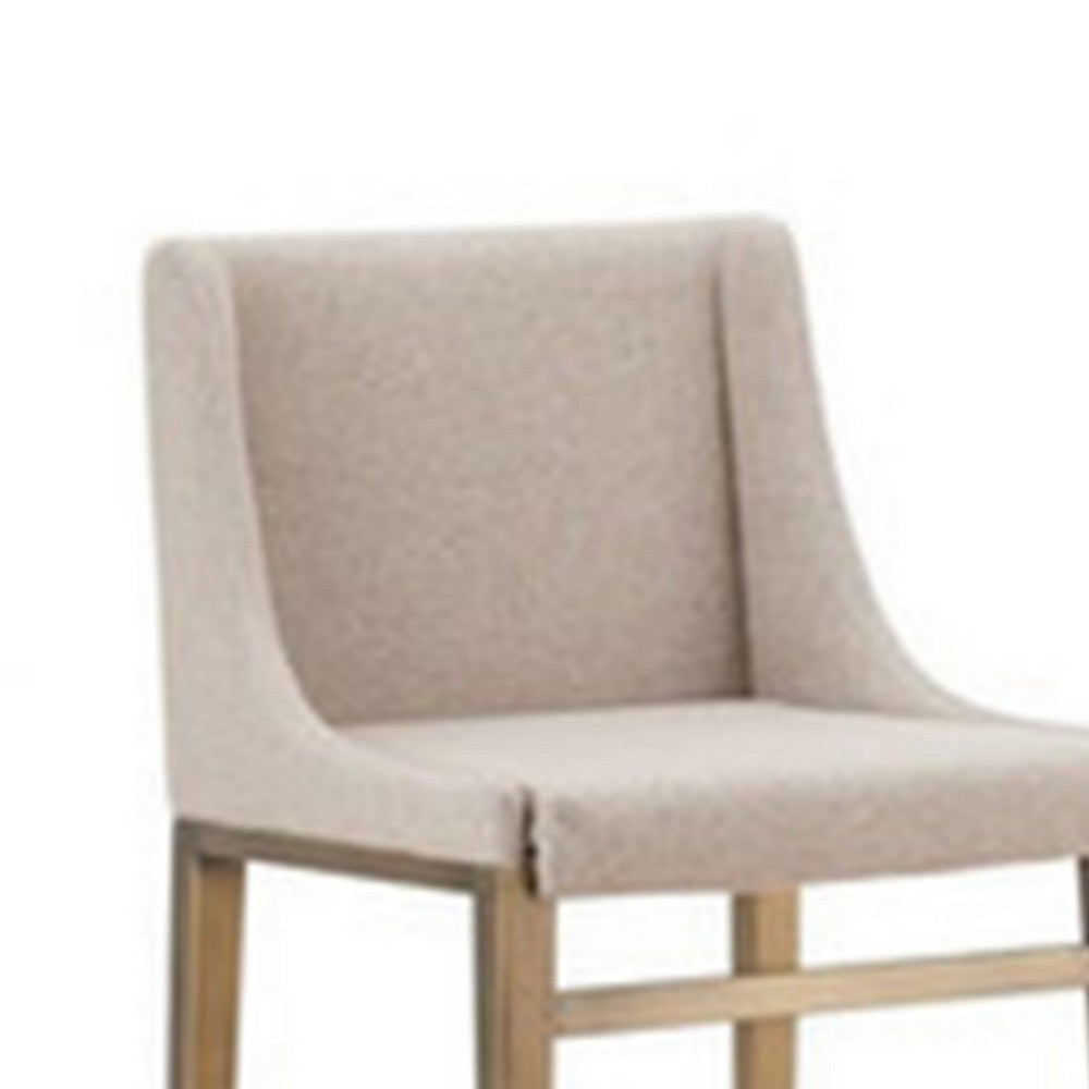 Benjara Cid Kinn 27 Inch Counter Stool Chair Set of 2, Beige Velvet Upholstery