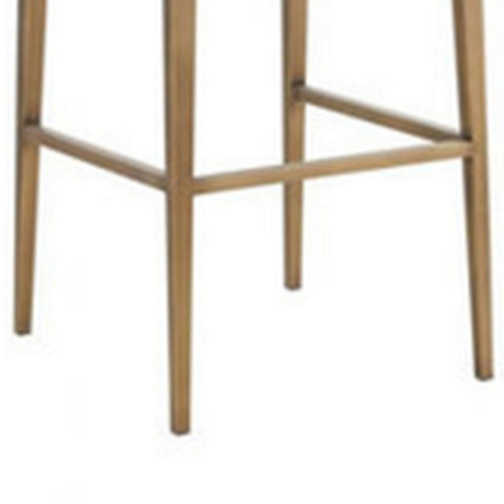 Benjara Cid Kinn 27 Inch Counter Stool Chair Set of 2, Beige Velvet Upholstery