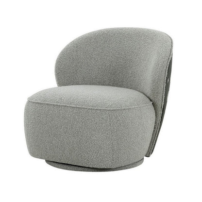 Benjara 32 Inch Swivel Accent Chair, Smooth Curved Shape, Gray Fabric Upholstery