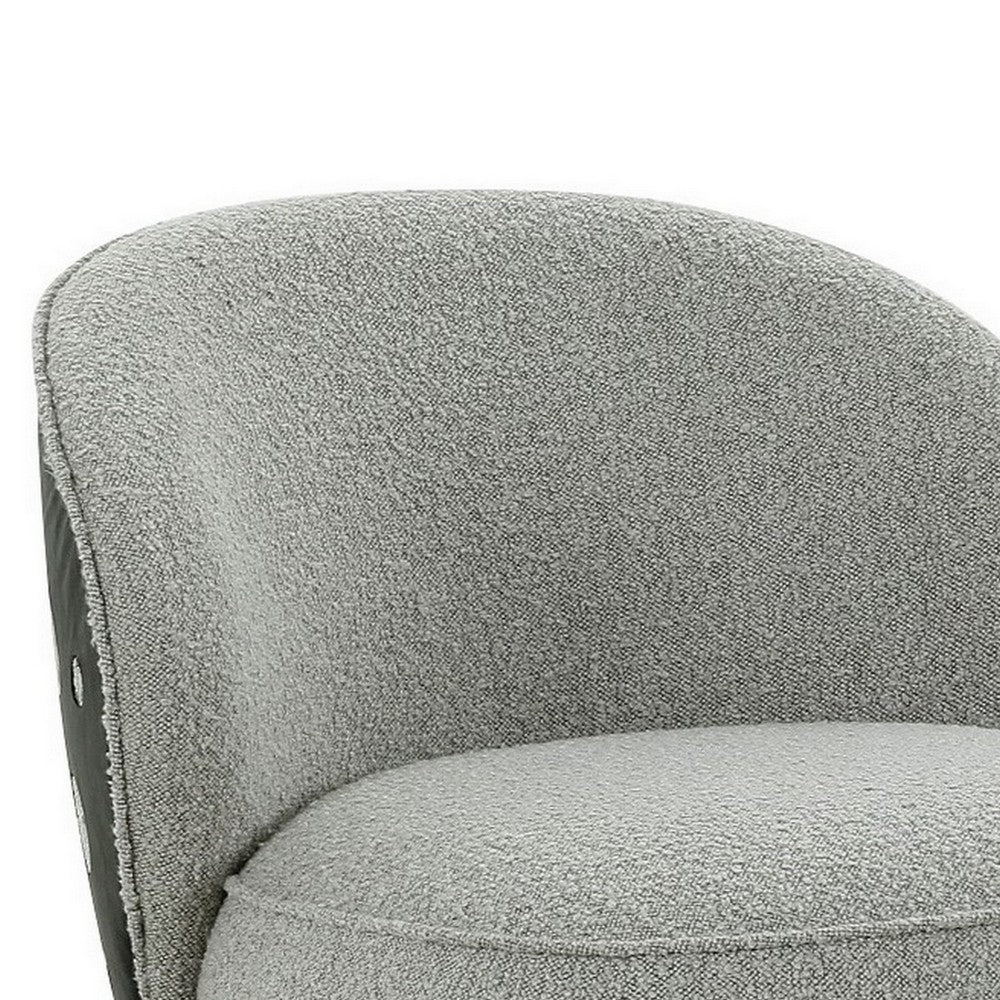 Benjara 32 Inch Swivel Accent Chair, Smooth Curved Shape, Gray Fabric Upholstery