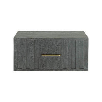 Benjara Cid Lime 27 Inch Nightstand, 1 Drawer, Brass Handles, Acacia Wood, Gray