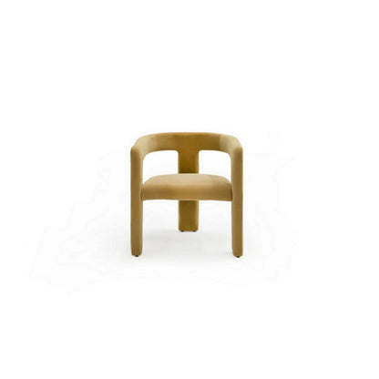Benjara Lavi 26 Inch Dining Chair, Cushioned, Curved Open Back, Tan Upholstery