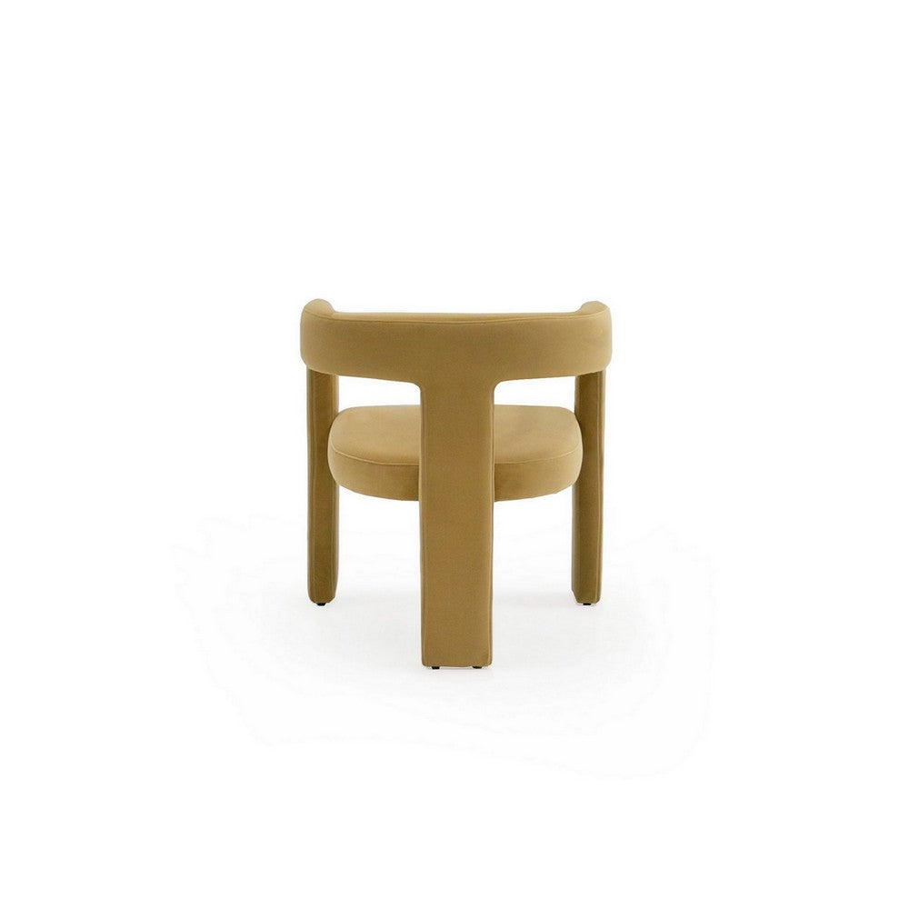 Benjara Lavi 26 Inch Dining Chair, Cushioned, Curved Open Back, Tan Upholstery