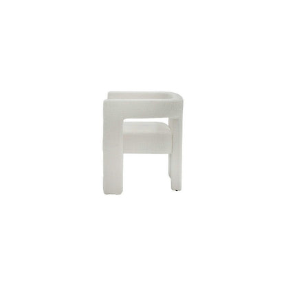 Benjara 26 Inch Dining Chair, Cushioned Seat, Square Open Back, White Upholstery