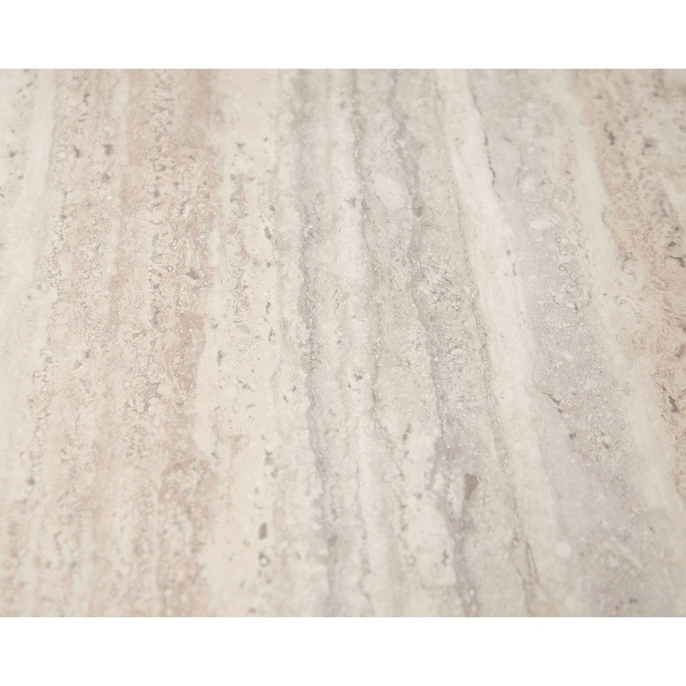 Benjara Lia 20 Inch End Table, Square Travertine Stone Finish Laminated Top