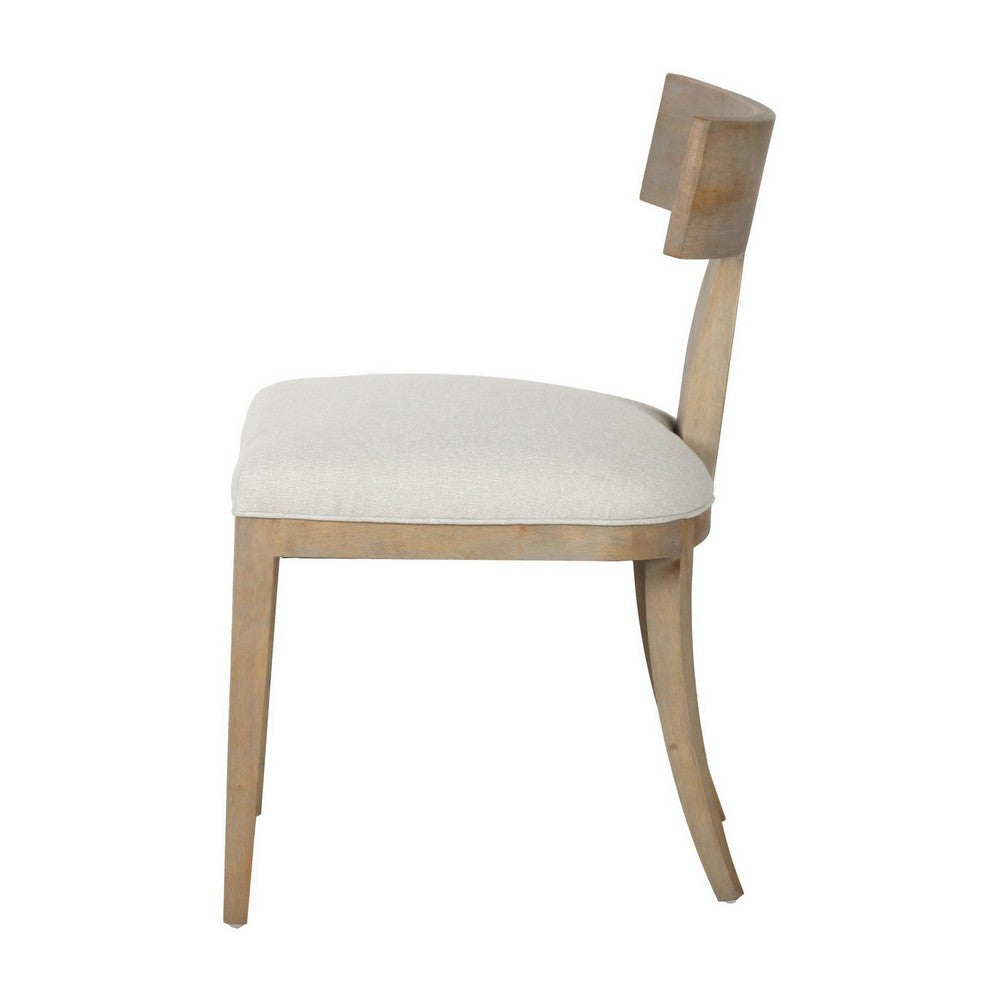 Benjara 23 Inch Dining Chair Set of 2, T Shape Back, Cushioned, Beige Upholstery