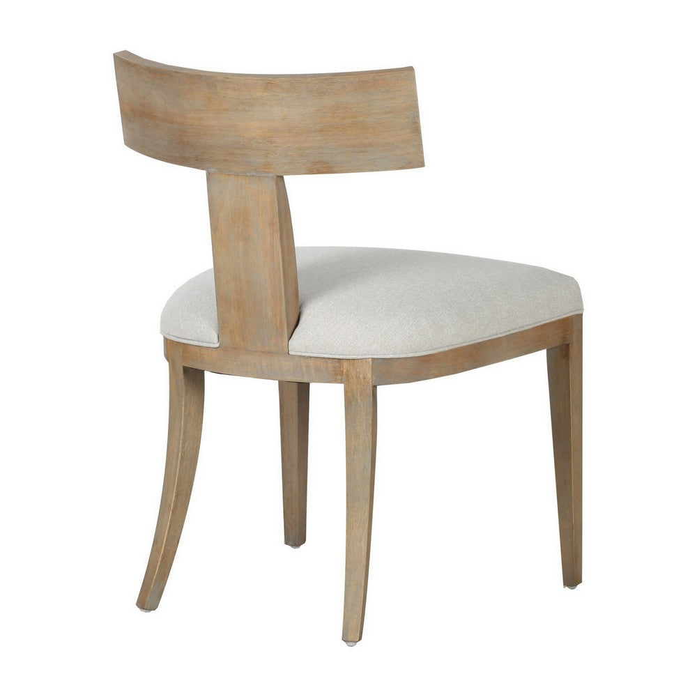 Benjara 23 Inch Dining Chair Set of 2, T Shape Back, Cushioned, Beige Upholstery