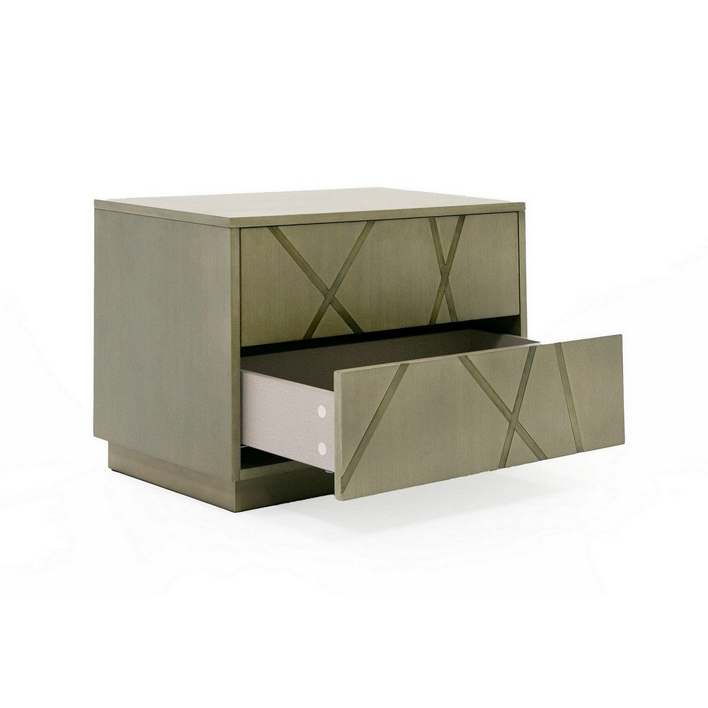Benjara 28 Inch Nightstand, Cross Sectioned Paint Art, Cubed Design, Bronze White
