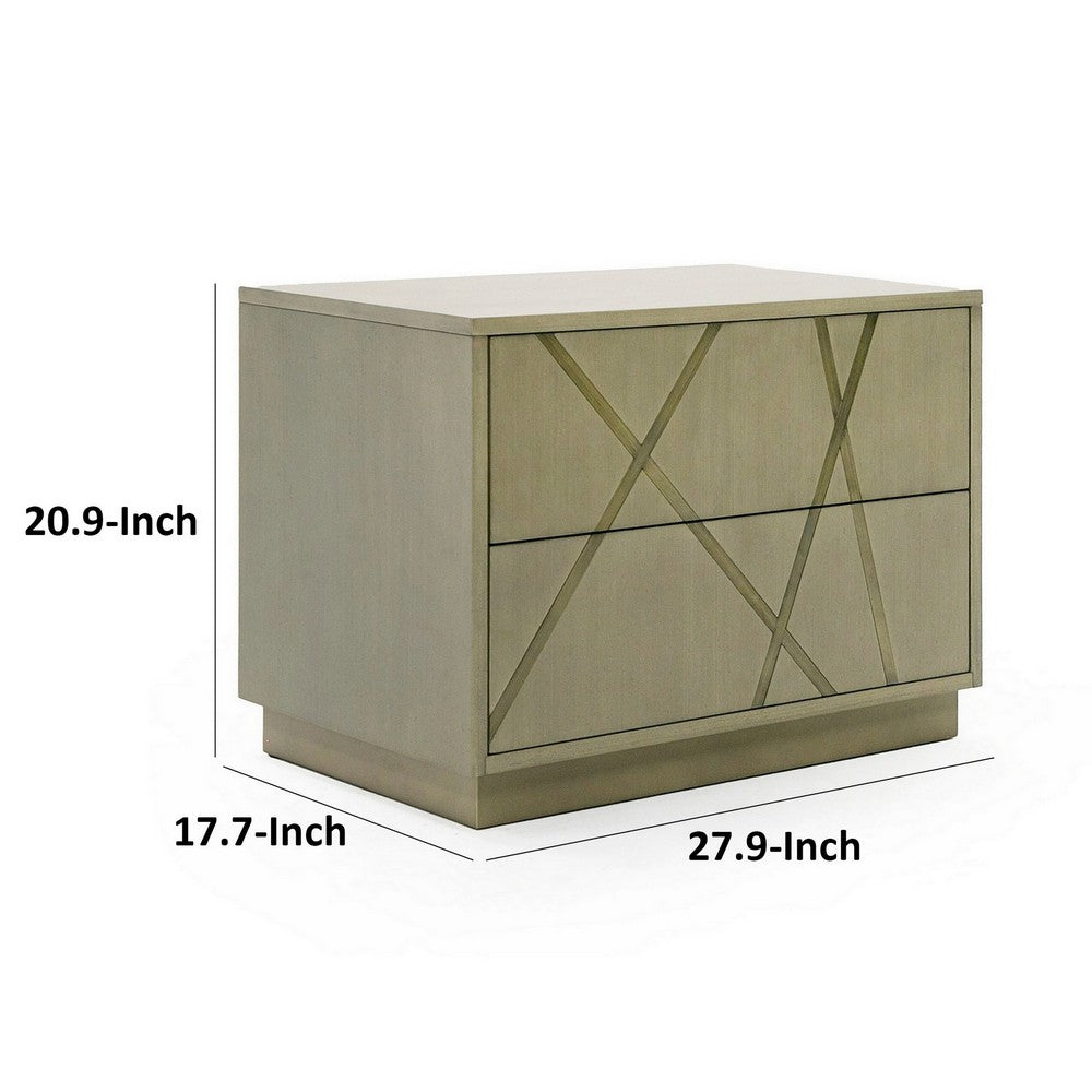 Benjara 28 Inch Nightstand, Cross Sectioned Paint Art, Cubed Design, Bronze White