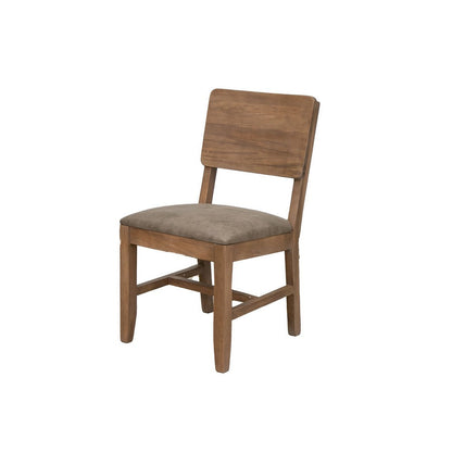 Benjara Umey 20 Inch Dining Side Chair Set of 2, Solid Wood, Brown, Faux Leather