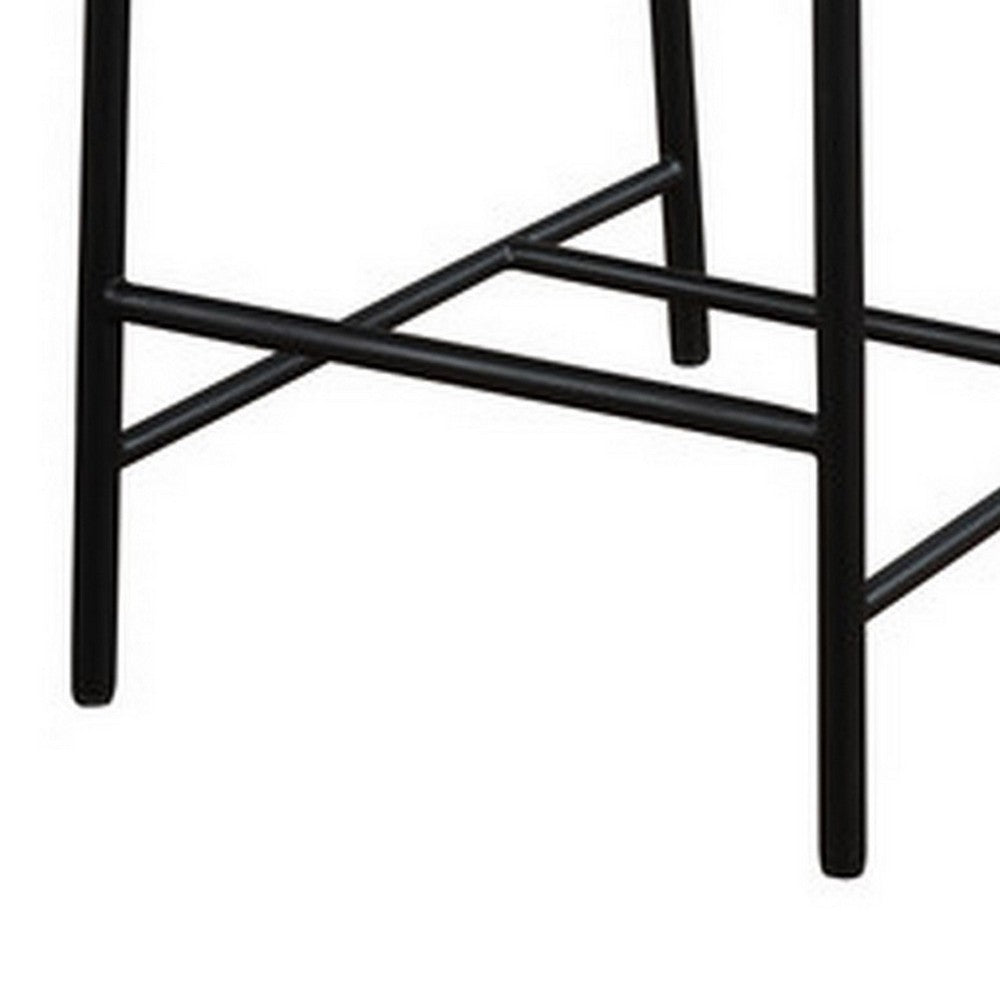 Benjara Kive 26 Inch Counter Height Stool Chair, Boucle Channel Tufted, White