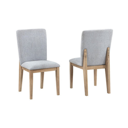Benjara Emi 25 Inch Dining Chair Set of 2, Cushioned Seat, Gray Linen Upholstery